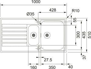 Franke Argos AGX 251 G SlimTop, Flachrand, Edelstahl Glatt, 127.0380.391