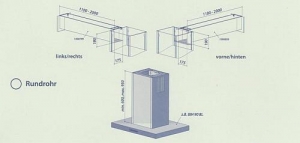 berbel seitlicher Ausgang im Komplettpaket fr Rundrohr bis 500 mm vorne - hinten