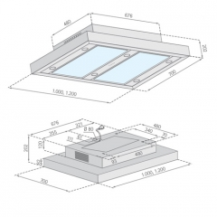 Silverline Vega AC Randabsaugung 100 cm Edelstahl/Glas Schwarz, VGUD 104.1 SRA Deckenhaube. Mit 5 Jahren Garantie!