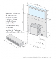 Silverline Apollo RF Intern Premium ARIT 620 S Edelstahl/Schwarzglas Tischhaube. Mit 5 Jahren Garantie!