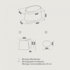 Falmec Mare E.ion-System, Wei, 66 cm, Inselhaube, mit 5 Jahren Garantie