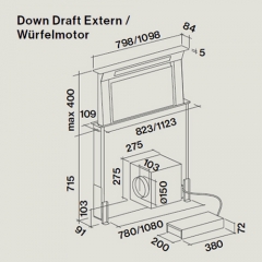 Falmec Downdraft 90, Haubenkrper, Edelstahl/Wei, mit 5 Jahren Garantie