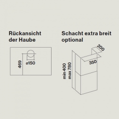 Falmec Quasar, Design, Edelstahl/Wei, 120 cm, Wandhaube, mit 5 Jahren Garantie