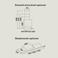 Falmec Move, Design, Edelstahl, Schwarzes Glas, 60 cm, Wandhaube, mit 5 Jahren Garantie