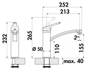 Naber Corno Piu PR2, Set inkl. Armatur, 1041130