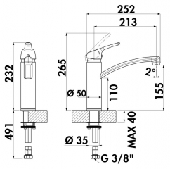 Naber Corno Piu PR2, Set inkl. Armatur, 1041130