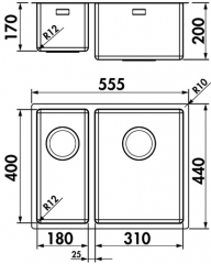 Naber Corno Piu PFU11, Set inkl. Armatur, Becken links, 1041145