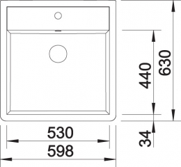 Blancopanor 60 Keramik, 1 Bohrung, Farbe kristallwei glnzend, 514486