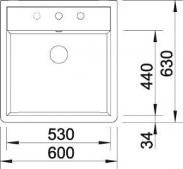 Blancopanor 60 Keramik, 2 Bohrungen, Farbe kristallwei glnzend, 514501