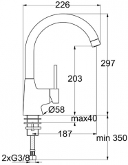 Ideal Standard Nora 5, Fensterarmatur, chrom, Hochdruck, 5024068