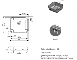 Reginox Colorado Comfort, als Auflagesple einbaubar, R24317