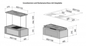 berbel Deckenlifthaube Skyline 2 BIH 95 SK schwarz mit Liftfunktion, 7 JAHRE GARANTIE, Edelstahl Deckenplatte, LED Kochfeldbeleuchtung und Effektbeleuchtung, 1050004