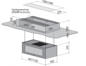 berbel Skyline Edge Light BIH 115 SKE-L Deckenlifthaube wei, 7 JAHRE GARANTIE, LED- und Effektbeleuchtung, 1050143