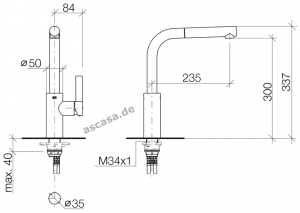 Dornbracht Elio Pull-Out Einhebelmischer mit herausziehbarem Auslauf, Hochdruck, Chrom, 33840790-00