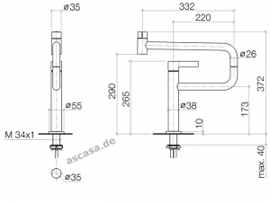 Dornbracht Tara Ultra Pivot Einhebelmischer, Hochdruck, Chrom, 33845875-00