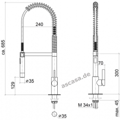 Dornbracht Tara Ultra Einhebelmischer Profi, Hochdruck, Chrom, 33860875-00