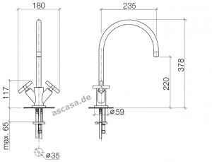 Dornbracht Tara Armatur, Hochdruck, Chrom, 22815892-00