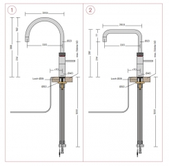 Quooker Fusion Square, COMBI, Messing patina, 22FSPTN, 7 JAHRE GARANTIE