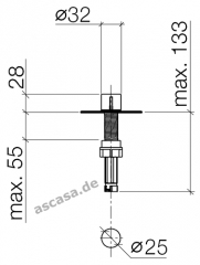 Dornbracht Exzenterbettigung ohne Rosette, mit Drehknopf, Platin gebrstet, 10712970-06