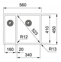 Franke Box BXX 160-34-16 / BXX 260-34-160 Einbausple - SlimTop, Druckknopf rund, 127.0375.280, 11033