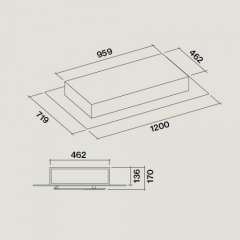 Falmec Aura, Design+, Glas/Wei, 120 cm, Deckenhaube, mit 5 Jahren Garantie