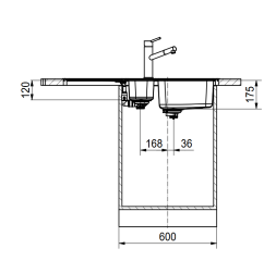Franke Hydros HDX 254 Einbausple - SlimTop, Druckknopfventil, 127.0378.733, 10036