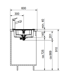 Franke Hydros HDX 254 Einbausple - SlimTop, Druckknopfventil, 127.0378.733, 10036