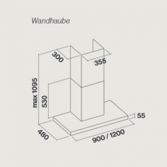 Falmec Lumina NRS Wandhaube 90 cm, Edelstahl, mit 5 Jahren Garantie