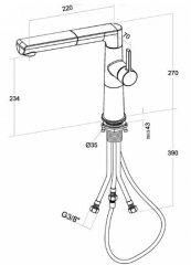 Villeroy & Boch Armatur Sorano Sky Shower, Edelstahl massiv, Zugauslauf, 926900LC