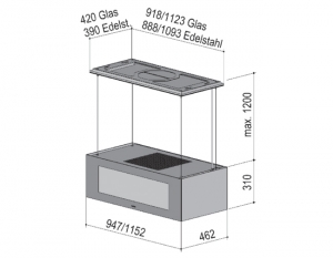 berbel Skyline Edge Light BIH 95 SKE-L Deckenlifthaube schwarz, 7 JAHRE GARANTIE, LED- und Effektbeleuchtung, 1050140