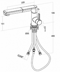 Villeroy & Boch Armatur Sorano Shower, Edelstahl massiv, Zugauslauf, 926800LC