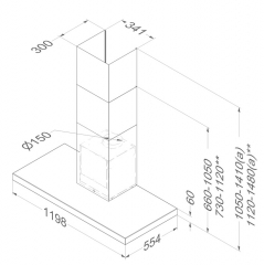 Novy Flat'line Wandhaube 7610, Edelstahl, 120cm, mit 5 Jahren Garantie