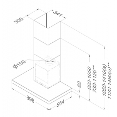 Novy Flat'line Wandhaube 7600, Edelstahl, 90cm, mit 5 Jahren Garantie