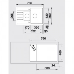 Blanco Legra 6 S Compact Silgranit PuraDur, Farbe anthrazit, 521302