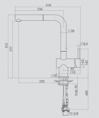 Systemceram LIVE, Einhebelmischer mit Zugauslauf, Hochdruck, 10367, Farbe Edelstahlfinish