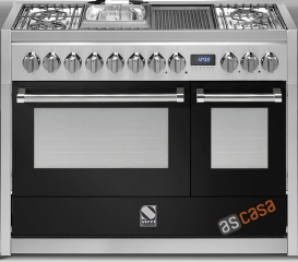 Steel Genesi 120, Rangecooker, 120 cm, Multifunktion, Farbe Schwarz, G12FF-6MBA, mit 5 Jahren Garantie!