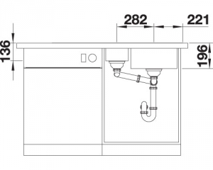 Blanco Divon II 6 S-IF, Becken rechts, InFino Ablauf, 521662