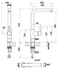 Linea Arco 5, Fensterarmatur, schwarz matt, schwenkbar, Hochdruck, 5011332