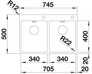 Blanco Andano 340/340-IF/A, InFino Ablauf, mit PushControl Ablauffernbedienung, 525248