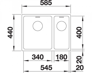 Blanco Andano 340/180-IF, Hauptbecken rechts, InFino Ablauf, 522973