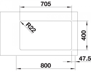 Blanco Andano 500/180-U, Hauptbecken links, InFino Ablauf, 522991