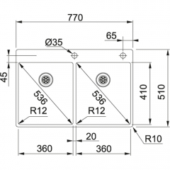 Franke Box BXX 220-36-36 A Slimtop, Drehknopfventil 127.0476.702, 11174