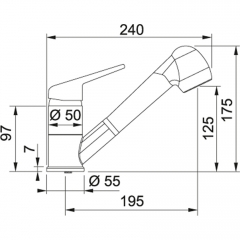 Franke Novara-Plus Einhebelmischer, Hochdruck Zugauslauf und Brausekopf, Onyx, 115.0470.675