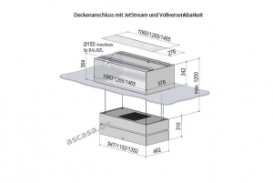 berbel Skyline Edge Sound BIH 135 SKE-S Deckenlifthaube, 7 JAHRE GARANTIE, integriertes Soundsystem, schwarz, 1050176