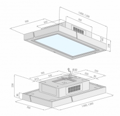 Silverline LBUD 100 W Light Box, Deckenhaube, weiss. Mit 5 Jahren Garantie!