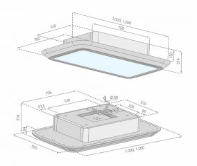 Silverline SLUD 100 W Side Lighted, Deckenhaube, weiss. Mit 5 Jahren Garantie!