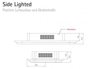 Silverline SLUD 100 W Side Lighted, Deckenhaube, weiss. Mit 5 Jahren Garantie!