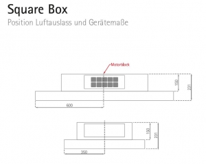 Silverline SBUD 104 S Square Box, Deckenhaube, schwarz Schwarzglas. Mit 5 Jahren Garantie!