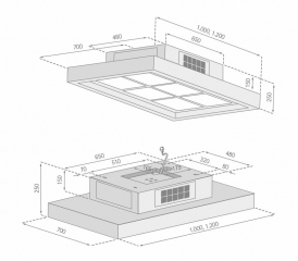 Silverline SDUD 104 W Sky Door, Deckenhaube, weiss. Mit 5 Jahren Garantie!