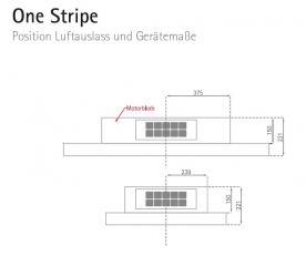 Silverline OSUD 124 W One Stripe, Deckenhaube, Edelstahl/Weissglas. Mit 5 Jahren Garantie!